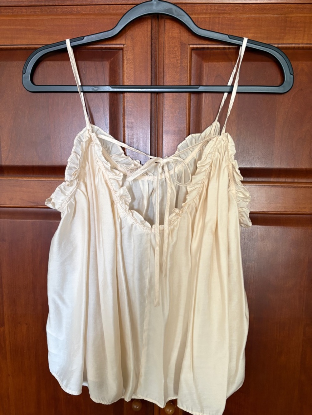 H&M Cream Ruffle-Trim Spaghetti Strap Camisole - Picture 3 of 4